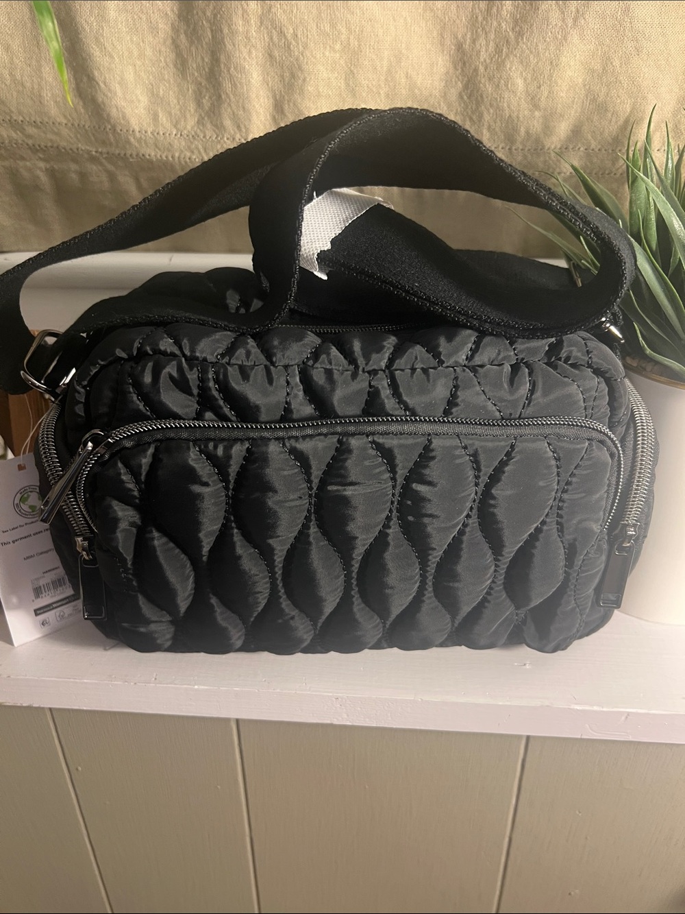 NWT Time and Tru Black Quilted Crossbody Bag